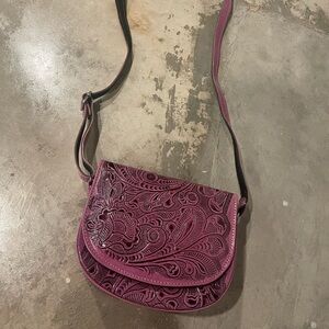 New! Purple leather crossbody bag